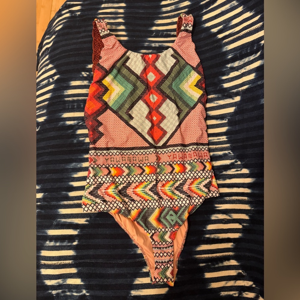 FARM Rio Multicolor Swimsuit STUNNING braided straps